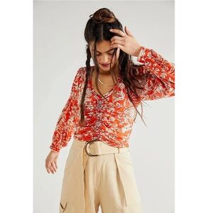 Free People Say The Word Ruched Long Sleeve Tee – Size XS